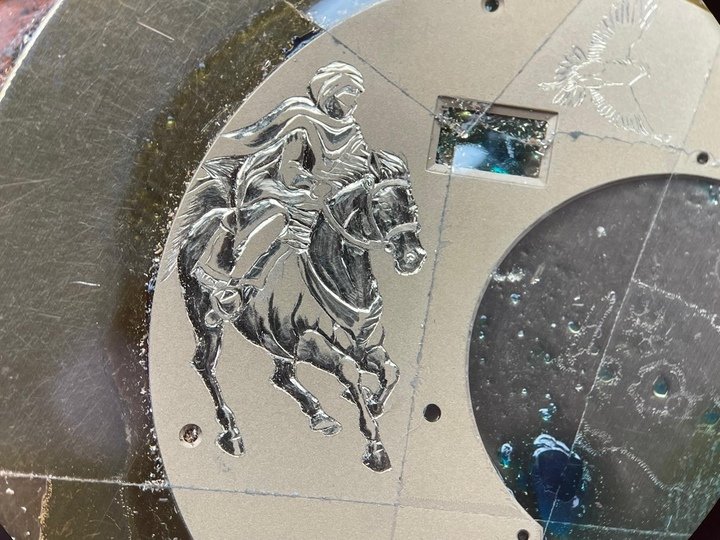 A fine example of hand-engraved bas-reliefs on this customised F.P. Journe watch.