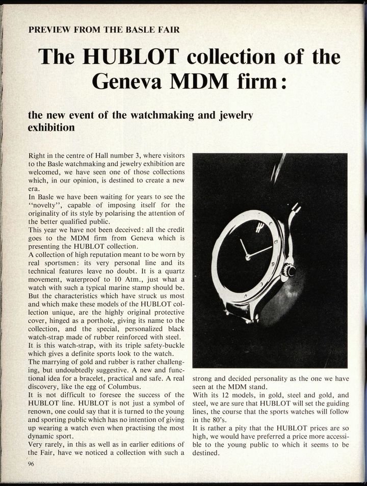 Hublot appears in Europa Star in 1980