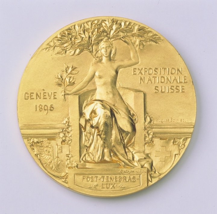 The gold medal received by Tissot at the Exposition Nationale Suisse in Geneva, 1896. Tissot Archive.