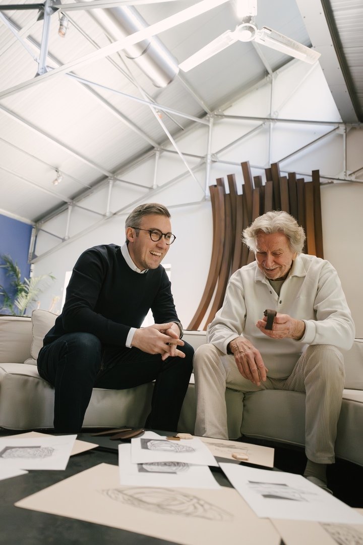 Raphaël Abeillon, creative director of Alto, with Bernard Venet