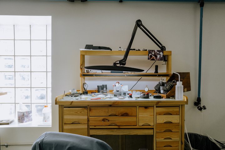 A watchmaker's corner in the clean room.