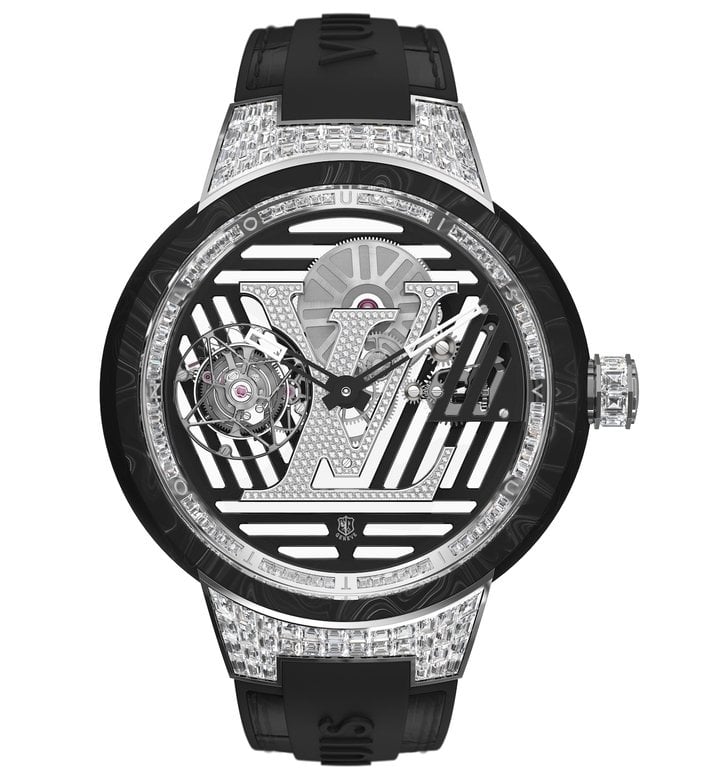 Tambour Curve Flying Tourbillon Poinçon de Genève, diamond-set version