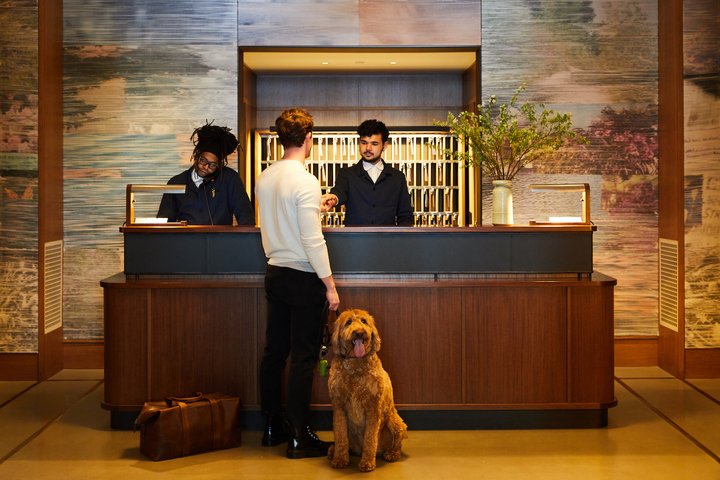 The reception area of the Shinola Hotel.