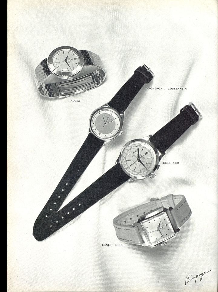 Eberhard & Co. among the finest Swiss watch brands, in the pages of Europa Star, 1951-1953.