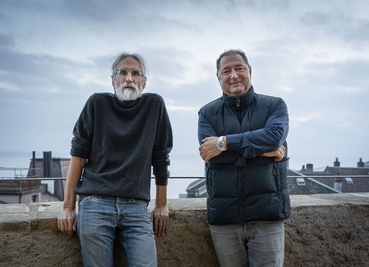 John Howe alongside Alain Delamuraz at the new “Tour du Fantastique” in Neuchâtel, where the artist - closely associated with Jaquet Droz - has established his studio.