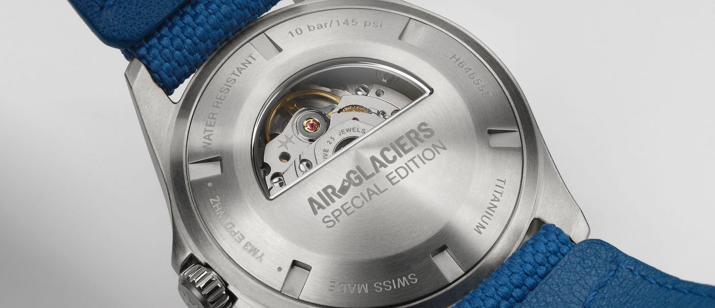 Hamilton Khaki Aviation Pilot Air-Glaciers in partnership with rescuers