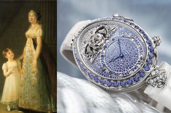 Left: Caroline Murat, Reine de Naples - Right: Breguet's Reine de Naples Piece No.8973