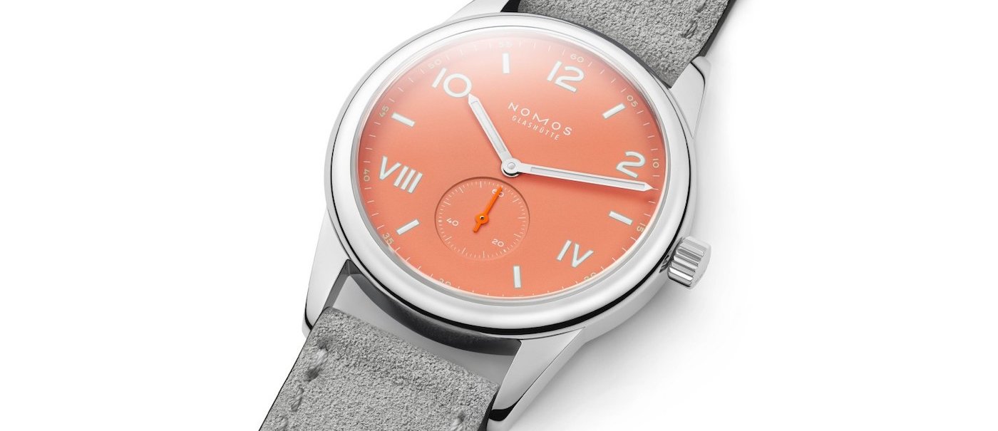 Nomos Glashütte Club Campus in cream coral and electric green