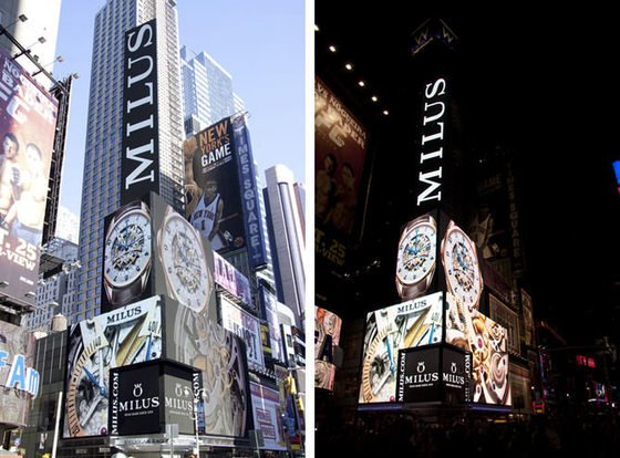 MILUS presents the current time in Times Square New York