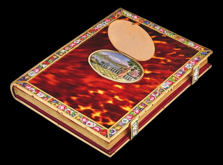 The magicians' album, automaton in front of the Geneva landscape. Geneva, 1823, inventory S1112