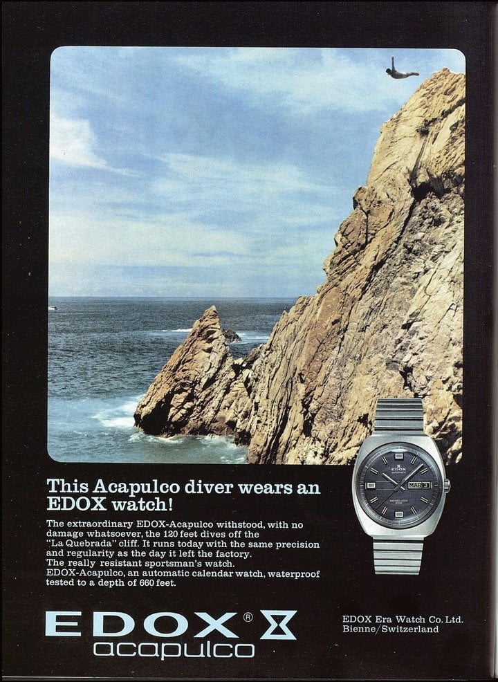 Edox in Europa Star in 1968, a decade when the brand emphasised its ties with sailing and the marine world.