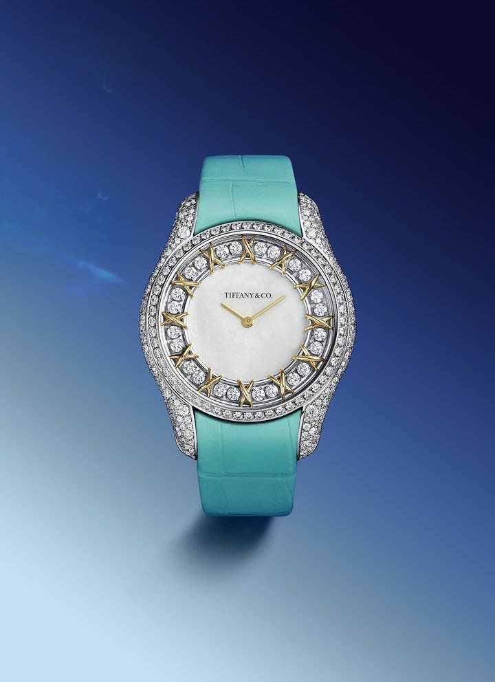 Tiffany & Co. is also introducing a Sixteen Stone watch inspired by the jewelry collection of the same name, in an 18-karat white gold case and set with a total of 433 diamonds weighing over 3.8 carats.
