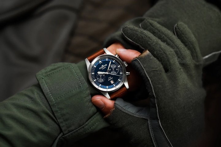 First launched in 1987, the Flieger pilot's watch has recently undergone multiple reinterpretations, including this Bicompax Liberty Blue version.