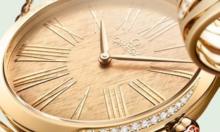 The Omega Trésor comes in gold with a new mesh bracelet