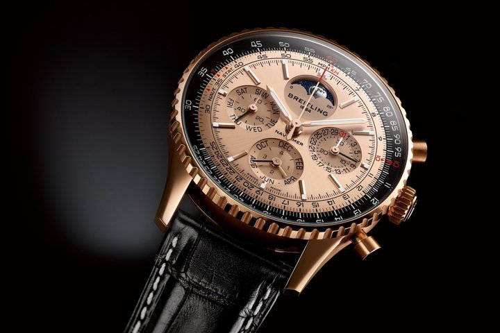 Also for its 140th anniversary, Breitling introduced its first perpetual calendar chronograph movement, here in the Navitimer B19 Chronograph 43 Perpetual Calendar 140th Anniversary.