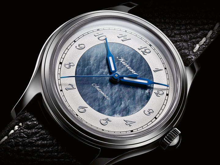 Kurono Tokyo Calligra with Breguet numerals and dark mother-of-pearl in the centre of the dial