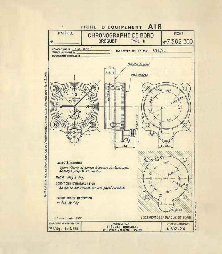 Deliveries of chronographs for aircraft instrument panels increased in the early 1950s and remained a recognised speciality of Breguet for a full three decades.