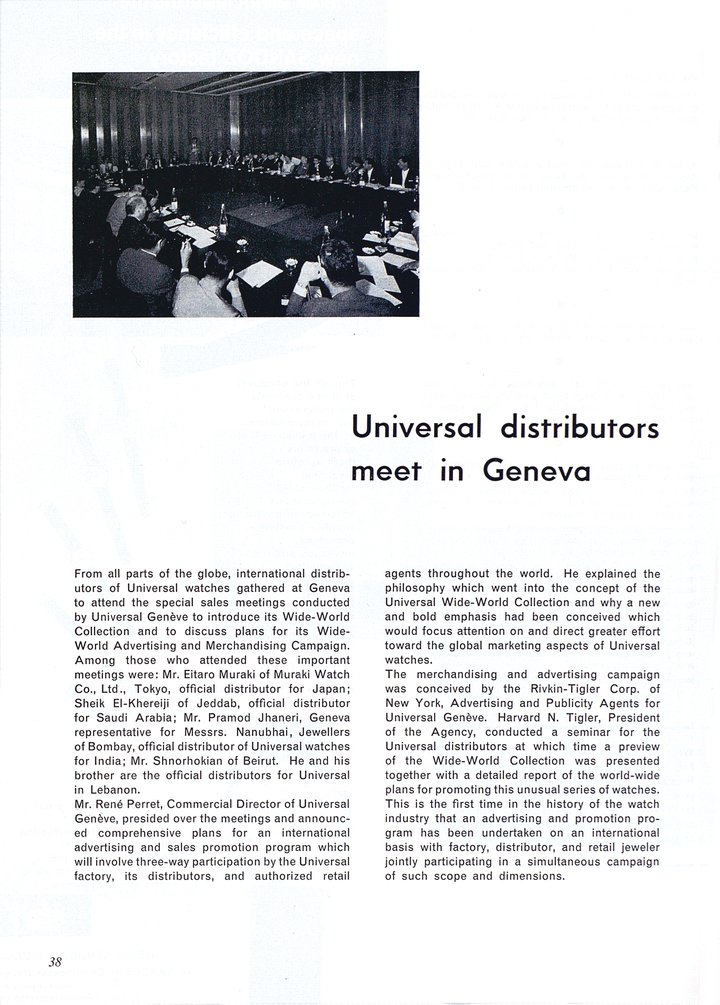 Europa Star reported on its visit to Universal Genève in 1956, and on a meeting of international distributors in 1961.