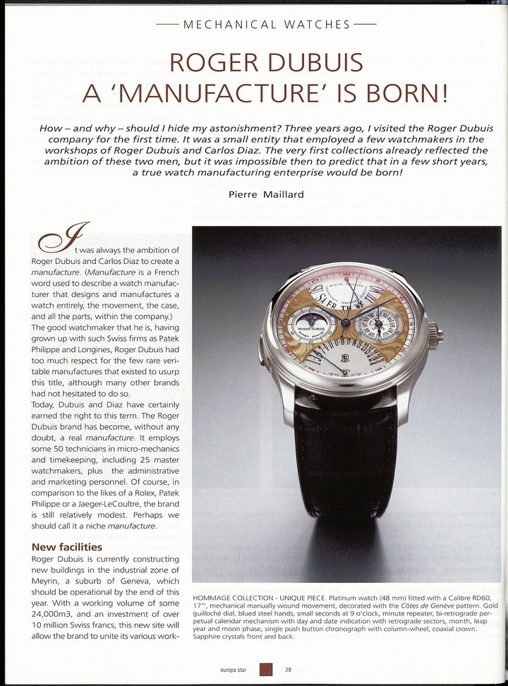 Between serenity and fire, 30 years of Roger Dubuis