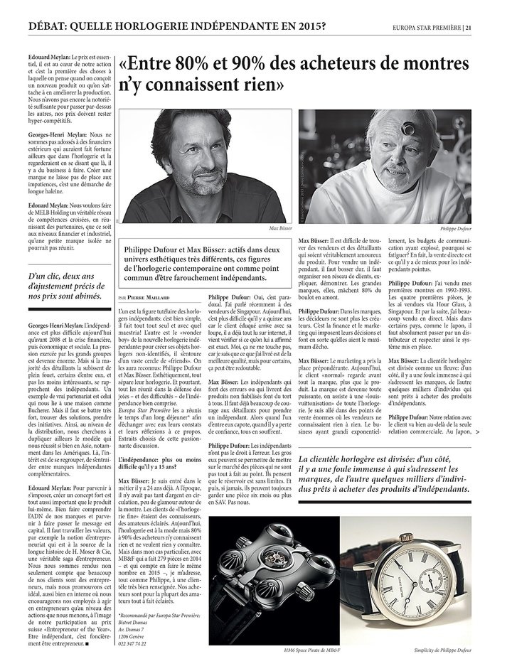A joint interview with Georges-Henri and Edouard Meylan, conducted ten years ago in 2015 in Europa Star, on the early days of MELB Holding. “Our model is the Swiss Confederation,” says Georges-Henri Meylan. “There's a clear momentum building,” adds Edouard Meylan.