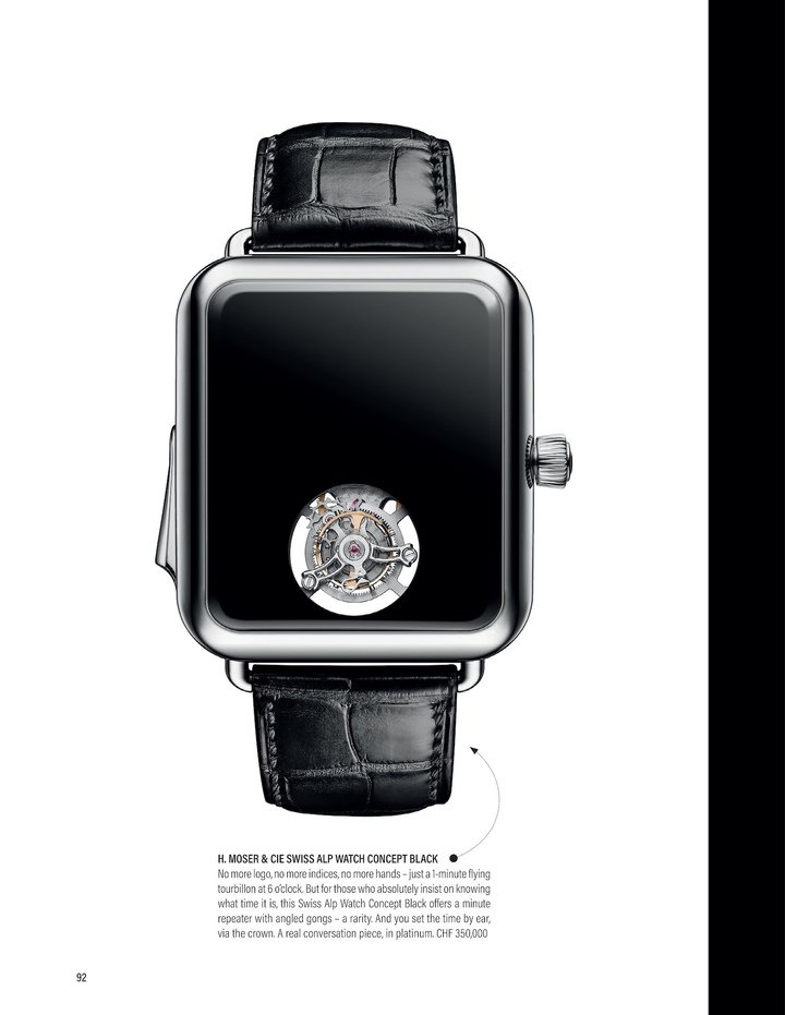 The Swiss Alp Watch is one of those bold concept models that propelled H. Moser & Cie into the limelight during the second half of the 2010s. Here is an archive image from Europa Star dating from 2019. Since then, the brand – which has grown tenfold in size – has toned down some of its more provocative features, whilst retaining a resolutely experimental character.