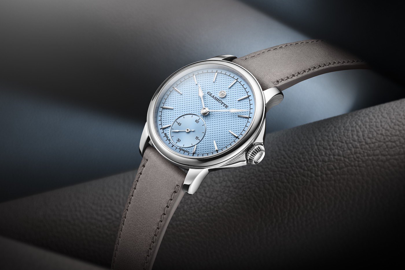Tutima Glashütte presents the award-winning Patria with a light blue dial