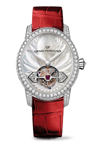 Cat's Eye Tourbillon with Gold Bridge (Red Strap) by Girard-Perregaux