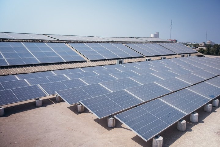 Photovoltaic panel installation, co-financed by Breitling's carbon fund at their diamond grower in Gujarat. Investing on the ground in the value is one of the best ways to reduce emissions and contribute positively for communities.