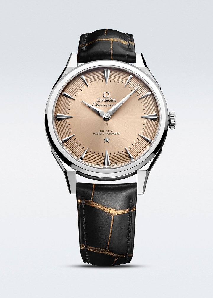 The Omega Constellation Observatory Collection reinterprets the brand's defining aesthetic codes: the sleek design of the 1948 Centenary, which laid the foundation for the Constellation; the dodecagonal pie-pan dial introduced in 1952, with the Constellation Star on the dial at 6 o'clock and the Constellation Observatory medallion on the caseback; or the guilloché finish on the facets of the pie-pan which appeared already earlier.