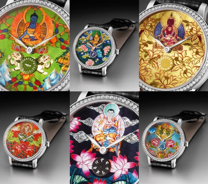 The exclusive set of six Pilo & Co. watches with their exquisitely hand-painted dials.