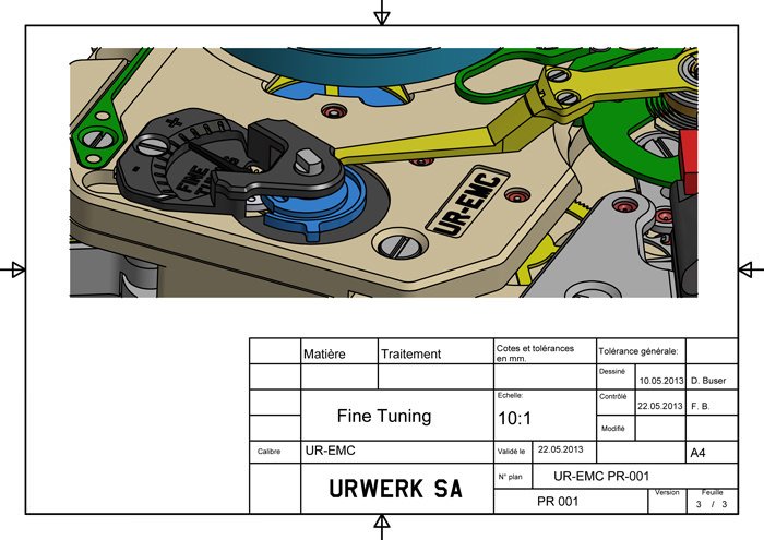 The timing adjustment screw is accessible on the back of the watch, and enables very fine adjustments to the balance rate regulator by changing the active length of the balance spring.