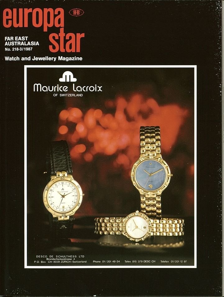 Maurice Lacroix featured on the cover of Europa Star in 1987.