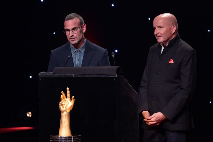 Alex Rosenfield on stage at the 2025 GPHG alongside Kari Voutilainen. The relaunch of Urban Jürgensen was widely acclaimed by the watchmaking community, earning nominations in several categories and winning the Men's Watch Prize with the UJ-2 just a few months after the collection's unveiling.