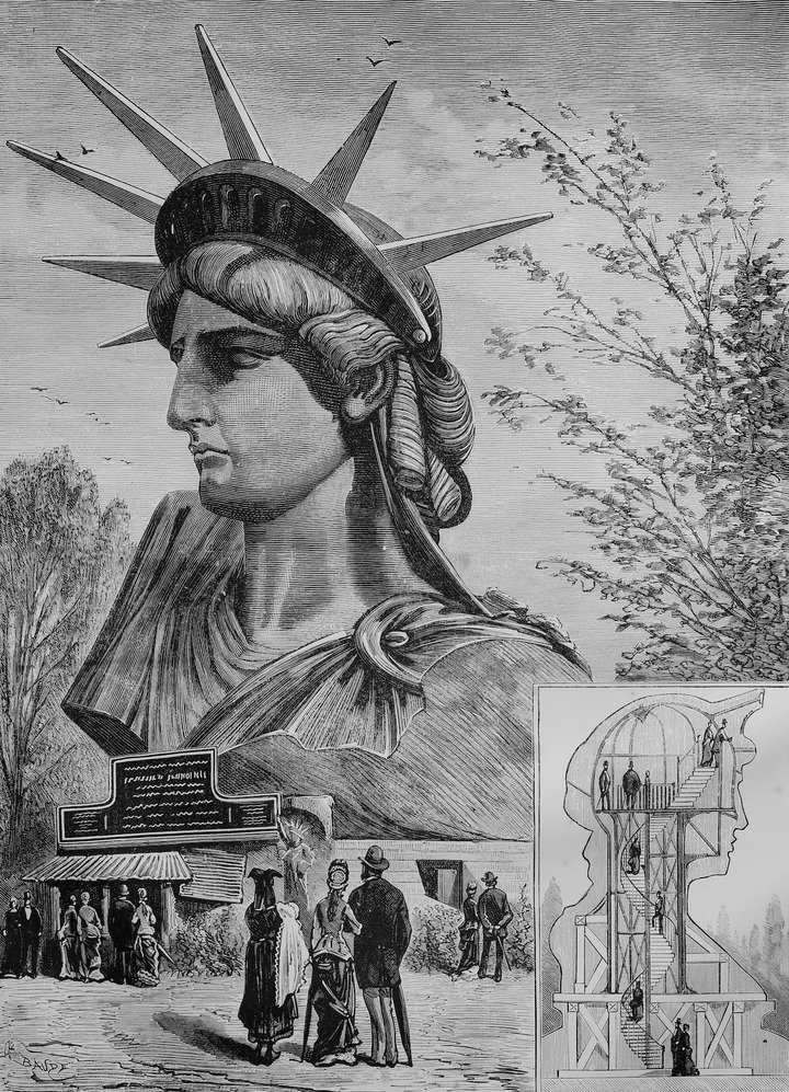 Crowned head of the future Statue of Liberty, Exposition universelle de Paris, 1878. Tissot Archive.