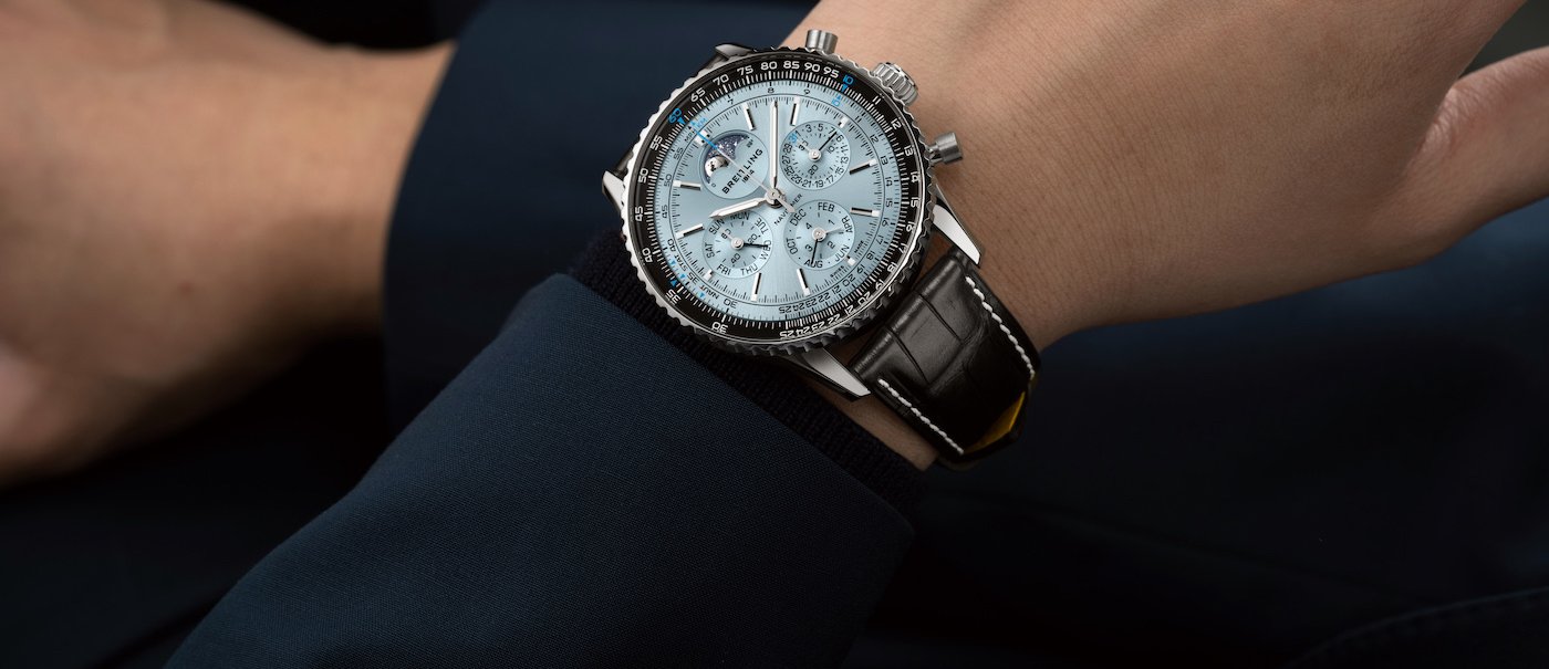 Breitling's new ice-blue Navitimer B19 perpetual calendar chronograph