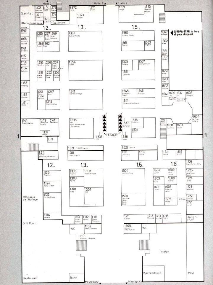 The plan of the Basel Fair in 1975 (Europa Star n°6/1974)