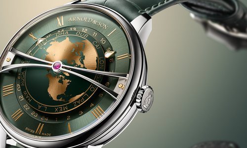Arnold & Son presents the Globetrotter 42 Steel in Strand Blue & Greenwich Green