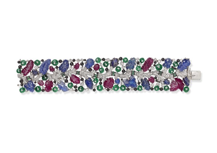 Tutti Frutti Bracelet, Cartier Paris, 1925. Platinum, diamonds, sapphires, rubies, emeralds, onyx, black enamel. Sold to Mrs Cole Porter. Nils Herrmann, Collection Cartier ©Cartier