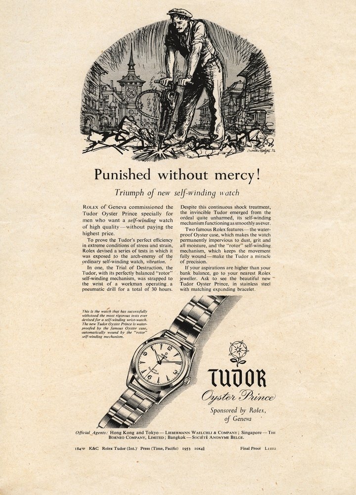 In the same campaign, Tudor also demonstrated its resistance to the vibrations of a pneumatic drill.