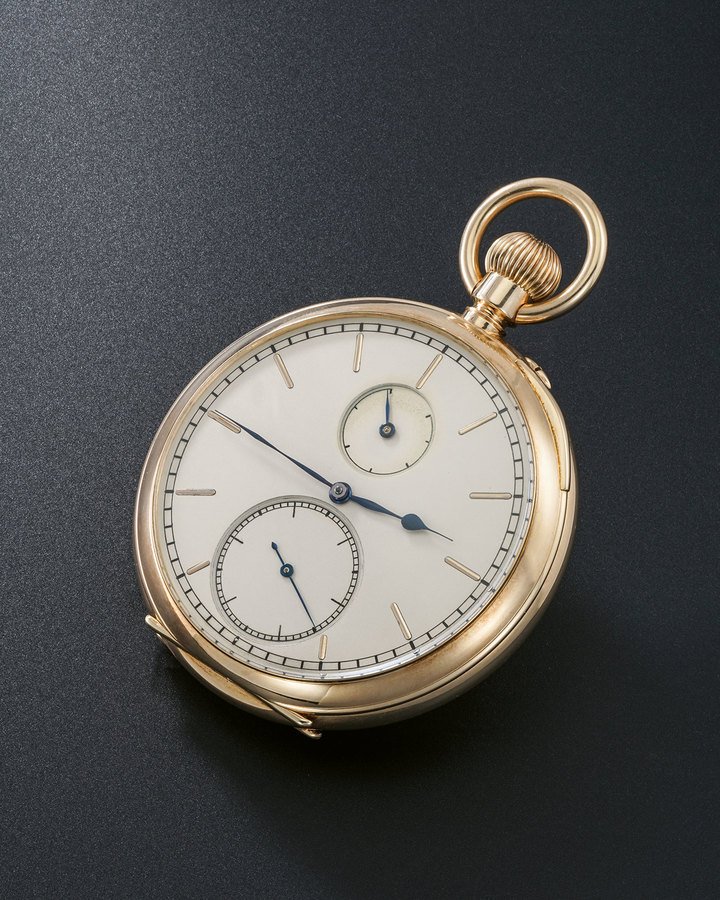 Bruno Reichert, Berlin (1899-1944), Deutsche Uhrmacherschule Glashütte (D.U.S.), no. 2973, “Sondernummer” 11, ca. 1921/1931. This watch won first place in the Sonderklasse chronometry trial at the Hamburg naval observatory in 1939. Reichert's watch is the most spectacular of the flying tourbillons created under Alfred Helwig's guidance.