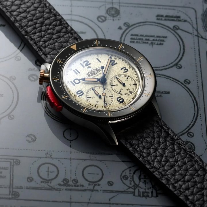 Limited to 99 pieces, the Type 10 Officer is inspired by post-war pilot chronographs.