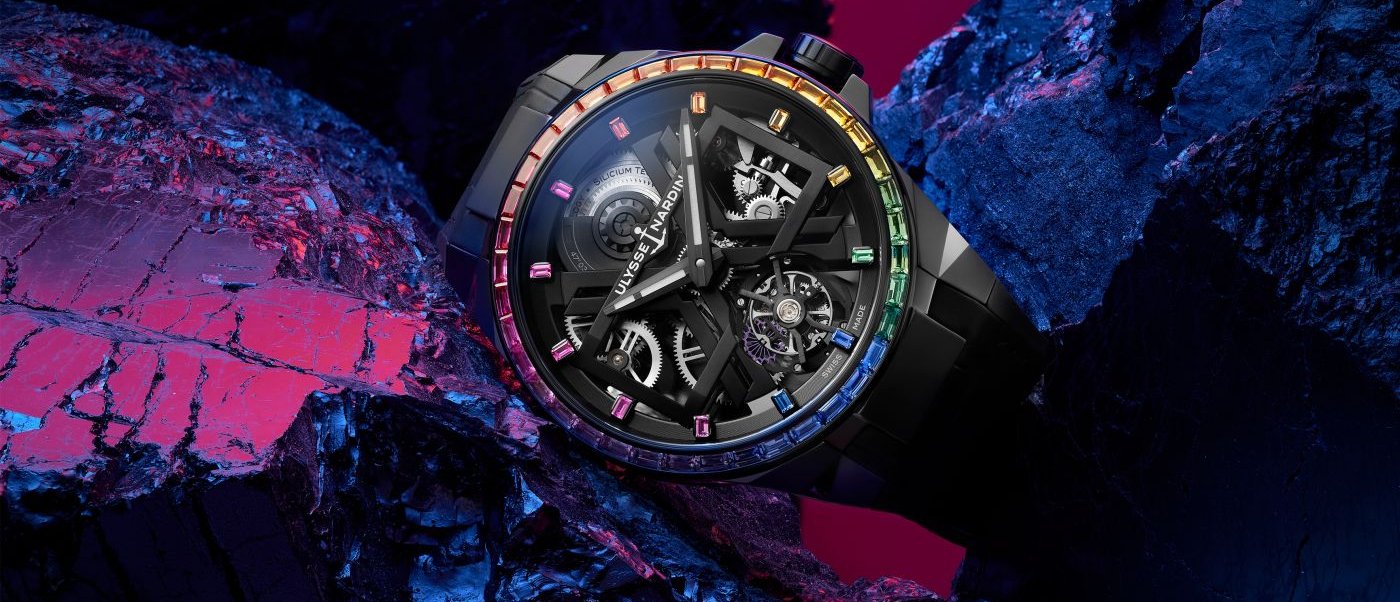 Ulysse Nardin plunges into the polychromatic world of the neon rainbow setting