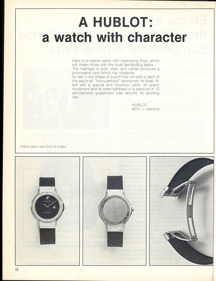 The marriage of gold, steel and rubber: the birth of the Hublot watch in 1980