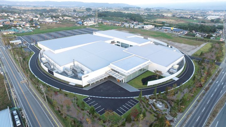 An aerial view of Miyota's movement assembly factory in Saku, Nagano province.