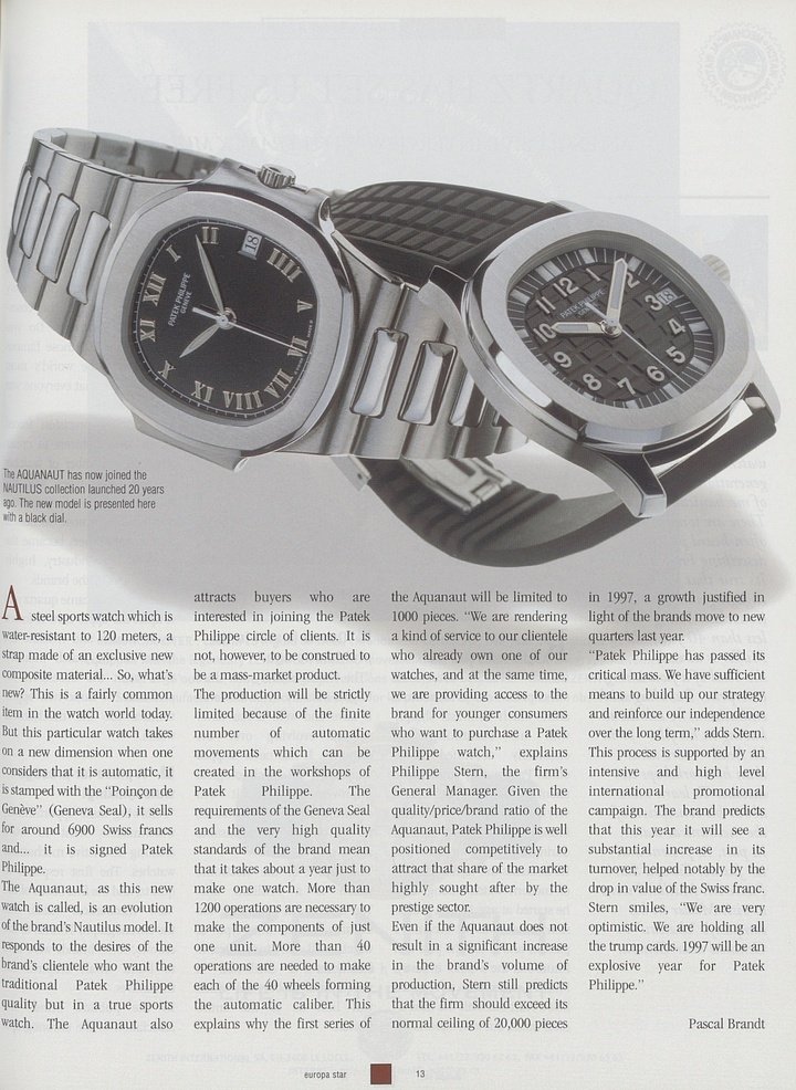 Discovering Patek Philippe's Aquanaut in 1997.