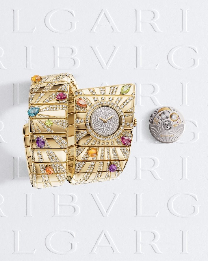 A cheerful version of Bvlgari's Tubogas with the new Manchette watch