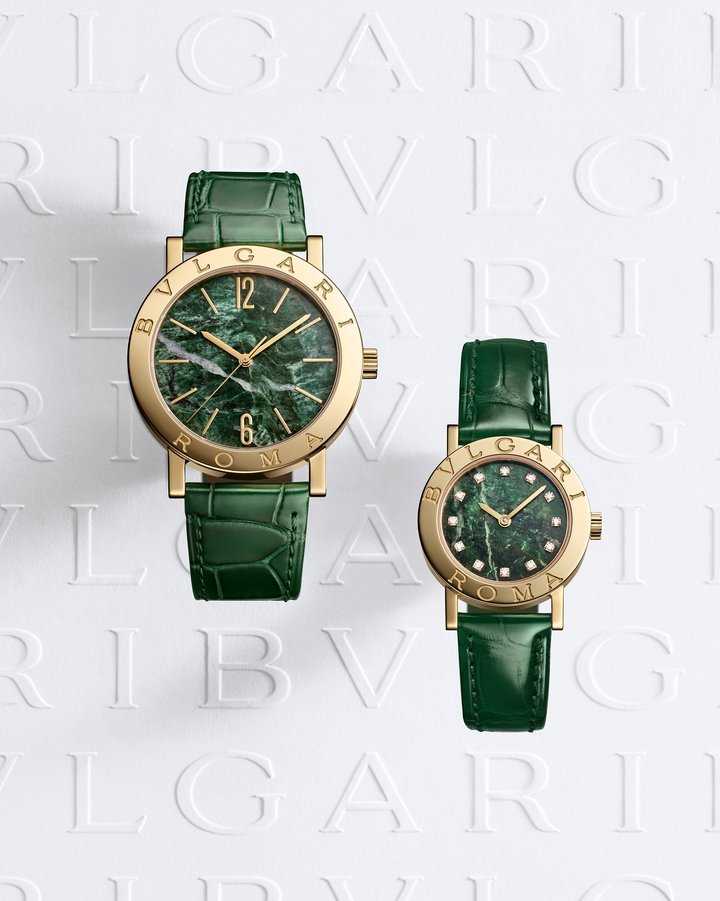 Anniversary models from the Bvlgari Bvlgari collection, which is celebrating its half-century, just like the Roman house's Geneva boutique.