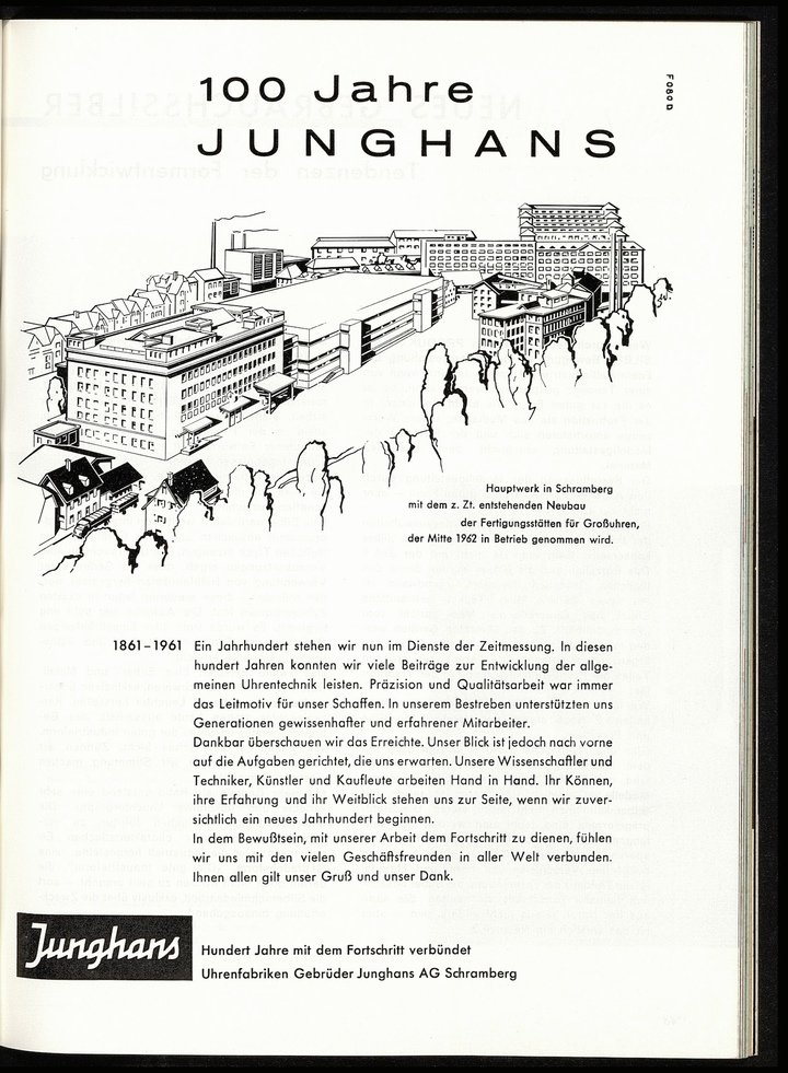 Junghans' 100th anniversary in 1961, as featured in Europa Star