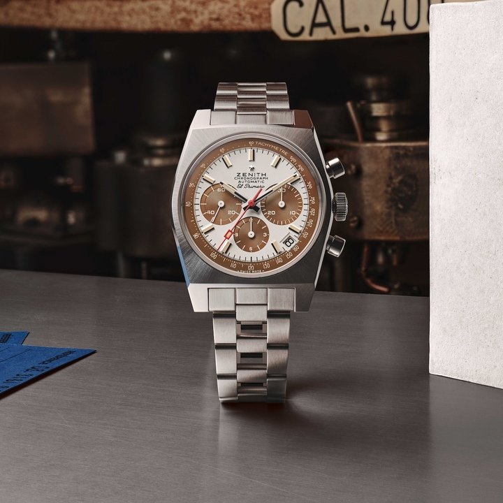 Zenith revives the 1969 A384 reference with the 37 mm steel Chronomaster Revival A384 Tropical, inspired by so-called “tropical” dials whose rich brown tones emerged naturally through decades of ageing.