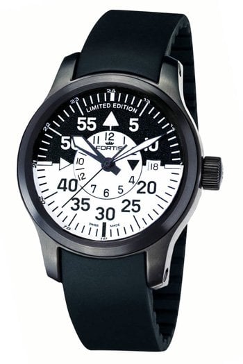 Fortis 672.18.11 K B-42 Black Cockpit GMT (Natural Rubber Strap)